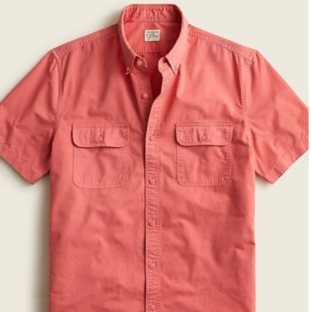 J. Crew short-sleeve garment-dyed vintage twill workshirt men's size medium
